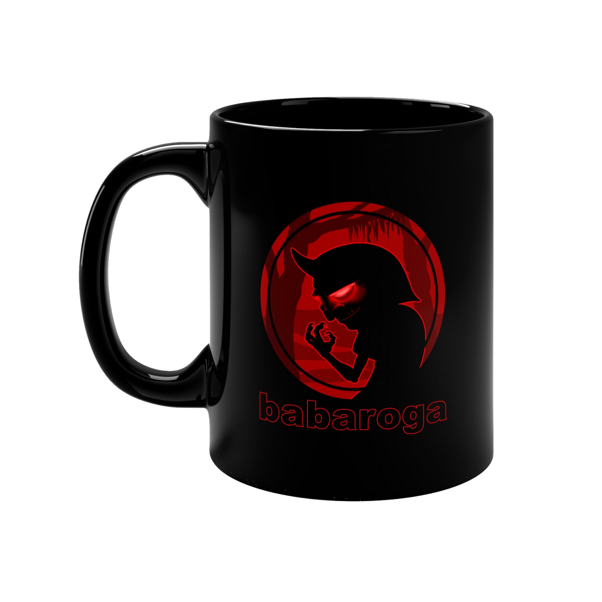 Babaroga Brew black mug on transparent background